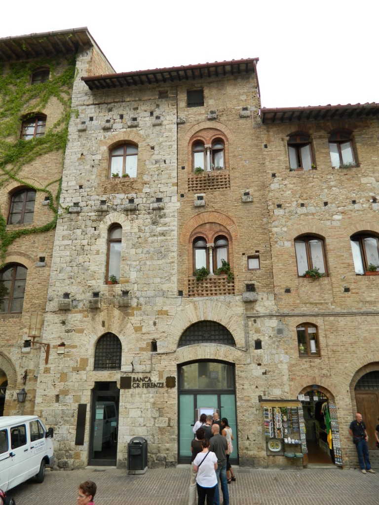 Hotels, banks and homes, Piazza Cisterna, San Gimignano